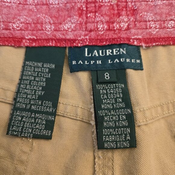 LAUREN RALPH LAUREN SHORTS SIZE 8 BEIGE TAN OUTDOOR UTILITY 100% COTTON - Picture 2 of 7